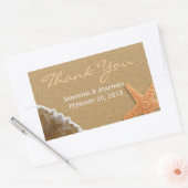 Sticker Rectangulaire Sable et Coquillages Plage Thème Mariage Merci (Enveloppe)