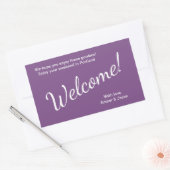 Sticker Rectangulaire Sac cadeau de bienvenue pour Mariage pourpre (Enveloppe)