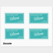 Sticker Rectangulaire Sac cadeau de bienvenue pour Mariage Turquoise (Feuille)