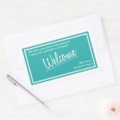 Sticker Rectangulaire Sac cadeau de bienvenue pour Mariage Turquoise (Enveloppe)