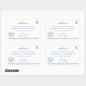 Sticker Rectangulaire Sac d'accueil Mariage Whimsical Blue Doodle (Feuille)