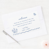 Sticker Rectangulaire Sac d'accueil Mariage Whimsical Blue Doodle (Enveloppe)
