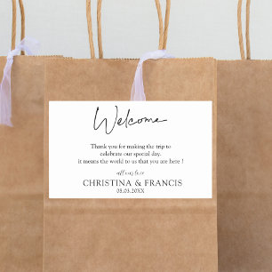 Sticker Rectangulaire Sac de bienvenue Mariage élégant noir et blanc
