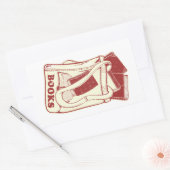 Sticker Rectangulaire Sac de livres que j'aime lire (Enveloppe)