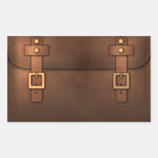 Sticker Rectangulaire sacoche cuir Pony Express (Devant)