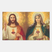 Sticker Rectangulaire Sacré Coeur de Jésus et Vierge Marie (Devant)