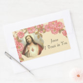 Sticker Rectangulaire Sacré Coeur de Jésus Frontière Florale (Enveloppe)