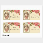 Sticker Rectangulaire Sacré Coeur de Jésus Frontière Florale (Feuille)