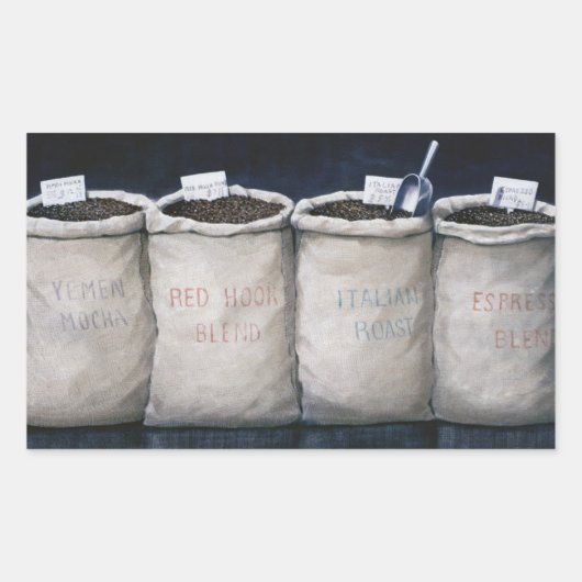 Sticker Rectangulaire Sacs à café 1990 (Devant)