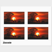 Sticker Rectangulaire Safari Africain Sunset Animal Silhouettes (Feuille)