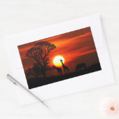 Sticker Rectangulaire Safari Africain Sunset Animal Silhouettes (Enveloppe)