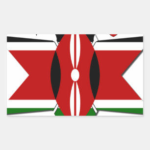 Sticker Rectangulaire Safari Drapeau Kenyan Conception : Liste de seaux