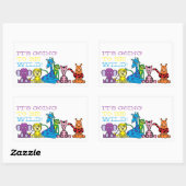 Sticker Rectangulaire Safari sauvage, fête d'anniversaire pour enfants (Feuille)