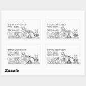 Sticker Rectangulaire Safari sauvage, fête d'anniversaire pour enfants (Feuille)