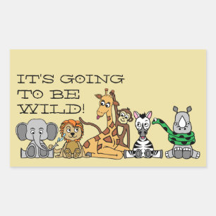 Sticker Rectangulaire Safari sauvage, fête d'anniversaire pour enfants