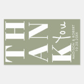 Sticker Rectangulaire Sage Green Bold Simple Merci Mariage Faveur (Devant)
