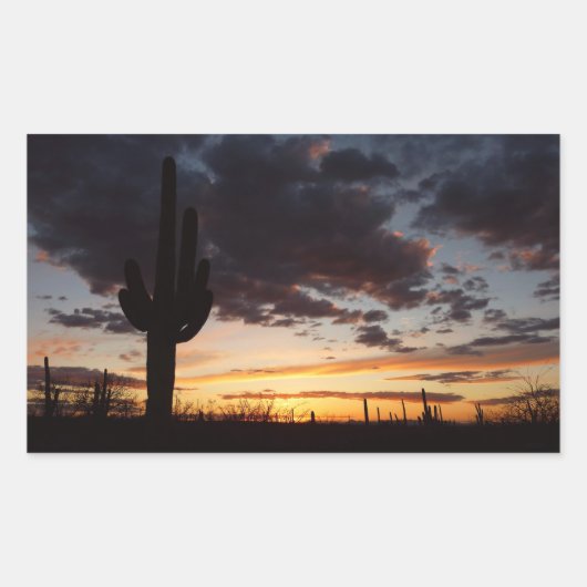 Sticker Rectangulaire Saguaro Sunset III Arizona Desert Paysage (Devant)