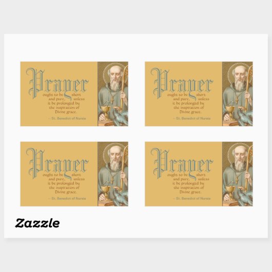 Sticker Rectangulaire Saint Benoît de Nursia (JM 07; Citation sur la pri (Feuille)