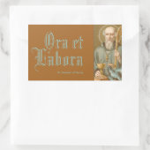 Sticker Rectangulaire Saint Benoît de Nursia (JM 07; devise latine) (Sac)