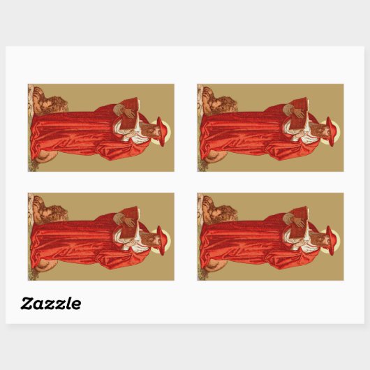 Sticker Rectangulaire Saint Jérôme, cardinal avec Lion (P 004) (Feuille)