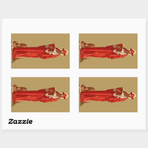 Sticker Rectangulaire Saint Jérôme, cardinal avec Lion (P 004)