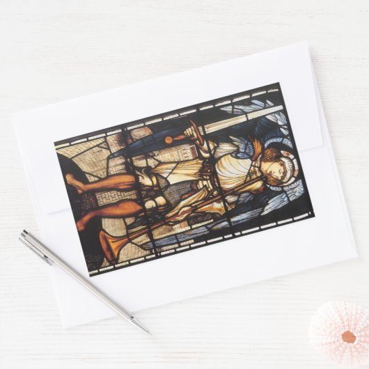 Sticker Rectangulaire Saint Michael par Sir Edward Coley Burne-Jones (Enveloppe)