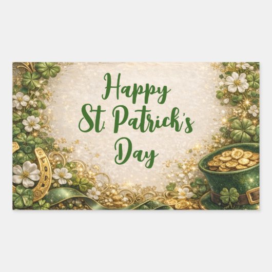 Sticker Rectangulaire Saint-Patrick férié fantaisiste  (Devant)