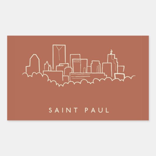 Sticker Rectangulaire Saint Paul, Minnesota Skyline (Devant)