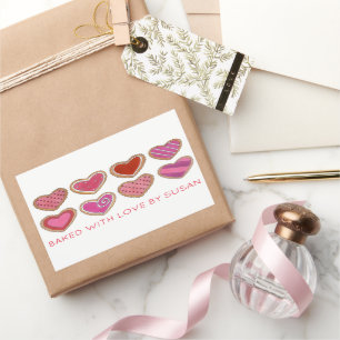 Sticker Rectangulaire Saint Valentin Coeur Sucre Coeurs Cookies cuits pa
