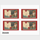 Sticker Rectangulaire Saint-Valentin Mignon Vintage, Chérubin Enseignant (Feuille)