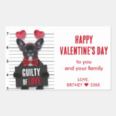 Sticker Rectangulaire Saint Valentin Mugshot Coupable Aimer Chien drôle (Devant)