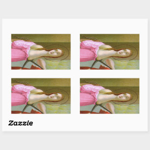Sticker Rectangulaire Sainte Agathe rose (M 003)