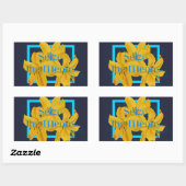 Sticker Rectangulaire Saisir les moyens avec Lys bleu et jaune (Feuille)