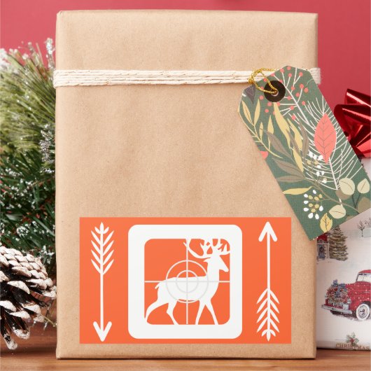 Sticker Rectangulaire Saison de tir à l'arc de cerfs Chasseur d'Orange (vacances)