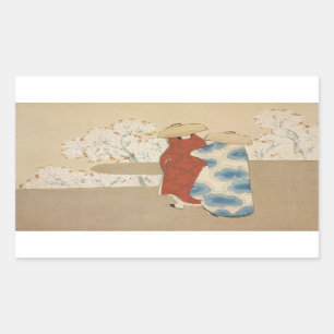 Sticker Rectangulaire Saison Hanami Kamisaka Sekka japon peinture art ca
