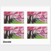 Sticker Rectangulaire Sakura art japonais de fleurs de cerisier (Feuille)
