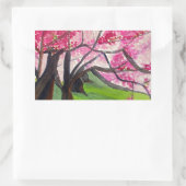 Sticker Rectangulaire Sakura art japonais de fleurs de cerisier (Sac)