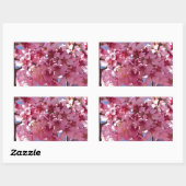 Sticker Rectangulaire Sakura Cherry Blossoms Red Stars (Feuille)