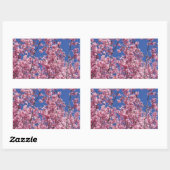 Sticker Rectangulaire Sakura Cherry Fleurit Dans Le Bleu (Feuille)