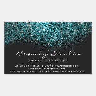 Sticker Rectangulaire Salon de beauté de maquillage Turquoise Confetti E