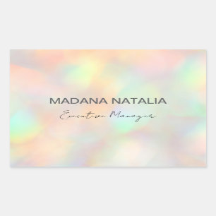 Sticker Rectangulaire Salon de beauté holographique moderne et élégant