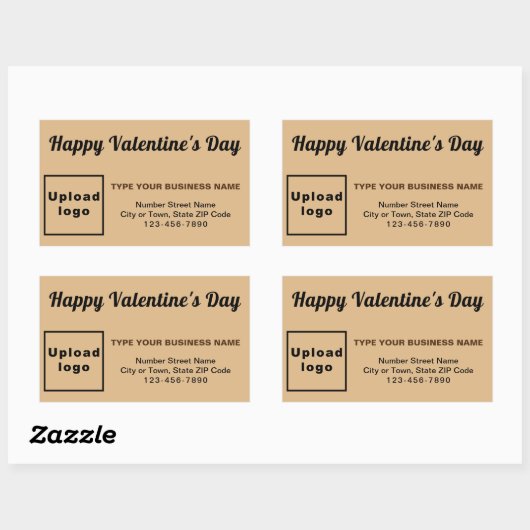 Sticker Rectangulaire Salutation de Saint-Valentin pour la lumière Brown (Feuille)