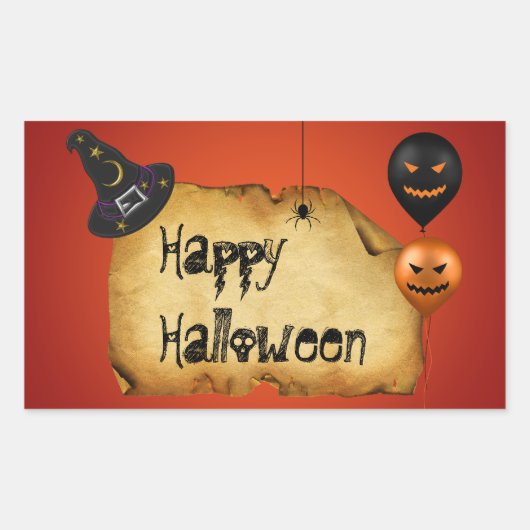 Sticker Rectangulaire Salutation de vieux parchemin d'Halloween (Devant)