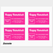 Sticker Rectangulaire Salutation des entreprises Hanoukka en rose (Feuille)