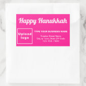 Sticker Rectangulaire Salutation des entreprises Hanoukka en rose (Sac)