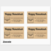 Sticker Rectangulaire Salutation Hanoukka sur le Brown lumineux (Feuille)