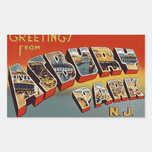 Sticker Rectangulaire Salutations d'Asbury Park (Devant)