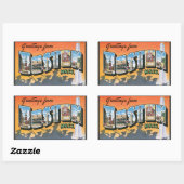 Sticker Rectangulaire Salutations De Boston Mass, Vintage (Feuille)