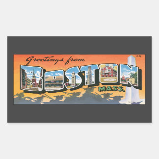 Sticker Rectangulaire Salutations De Boston Mass, Vintage