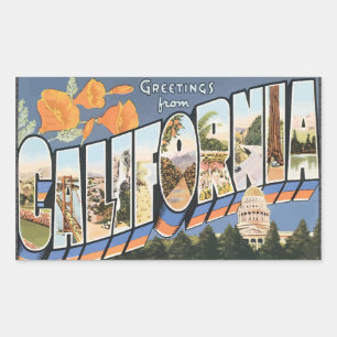 Sticker Rectangulaire Salutations De Californie, Vintage